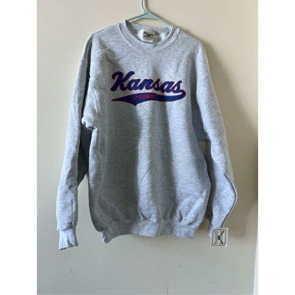 Vintage NCAA UNIVERSITY OF KANSAS JAYHAWKS Sweatshirt Adult Large Gray Oarsman L